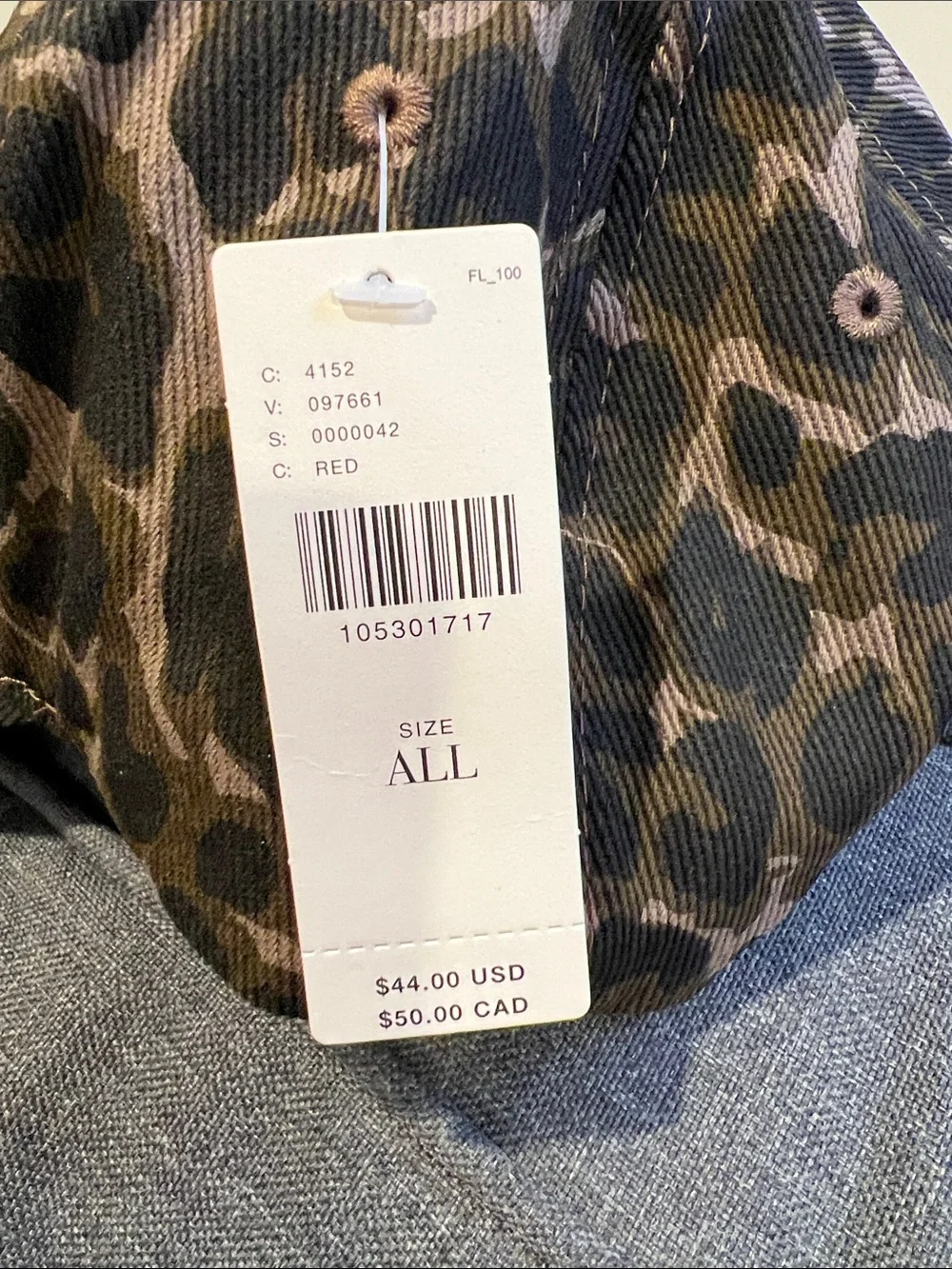 Anthropologie Leopard Print Baseball Cap with Red Embroidery